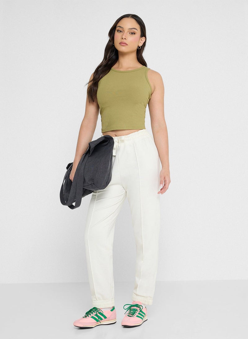 جينجر بيسيكس بلوزة بدون أكمام مضلعة سادة - Image 4